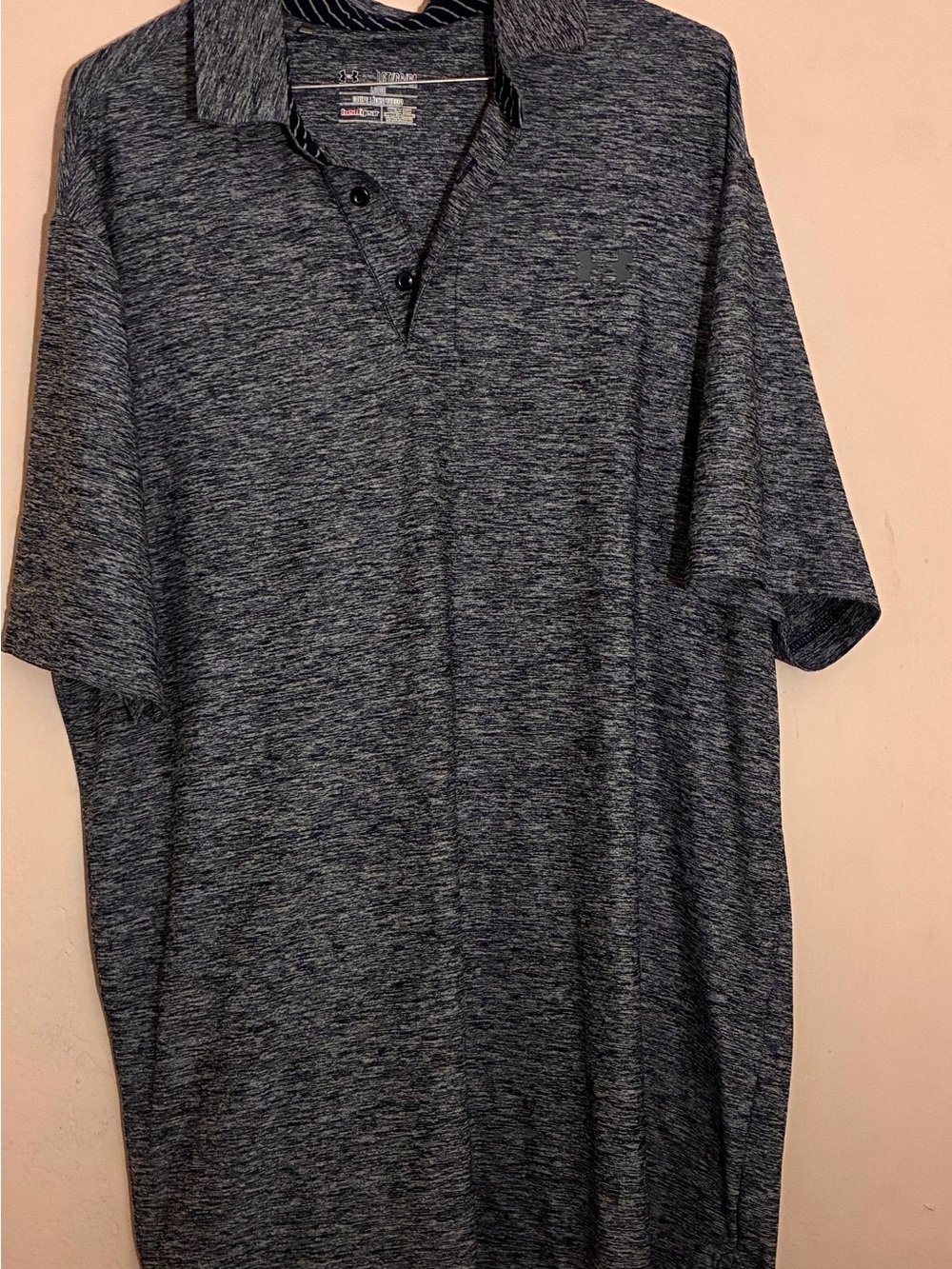 Under Armour Men’s Heathered Charcoal Polo - Black & Gray